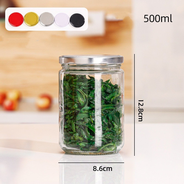 500ml tall Glass jar with cap of tinplate for chili sauce