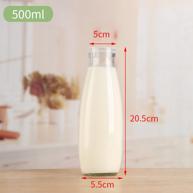 Milk Bottle 500ML Juice Beverage Glass Sealed Bottle with Cap 