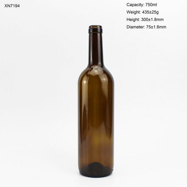 750ML Wine Glass Bottle Olive Green Cork Top