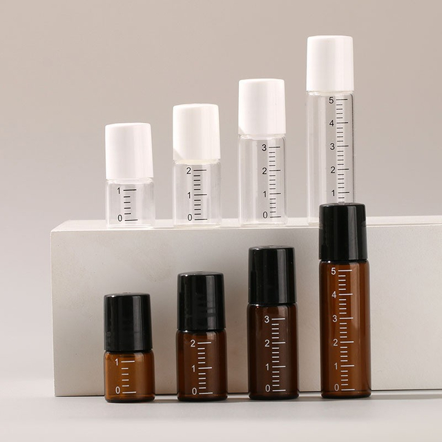 Wholesale Precision-Graduated Micro Rollers - Clear & Amber Glass Bottles (1ml-5ml)