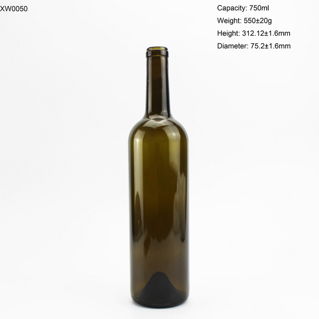 550g Dark Green Bordeaux 750ml Cork Top Wine Bottle