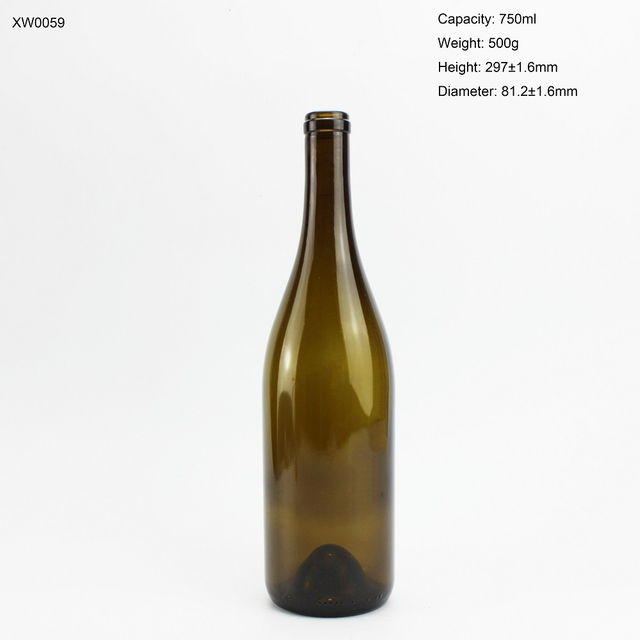 Cork Top Olive Green Nice 750ml Red Glass Wine Bottle