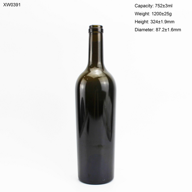 Wholesale 750ml Wine Glass Bottle Dark Green